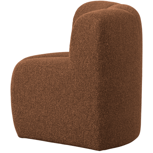MOJO EETBANK HOEK MET RUGLEUNING BOUCLE ROESTBRUIN MELANGE