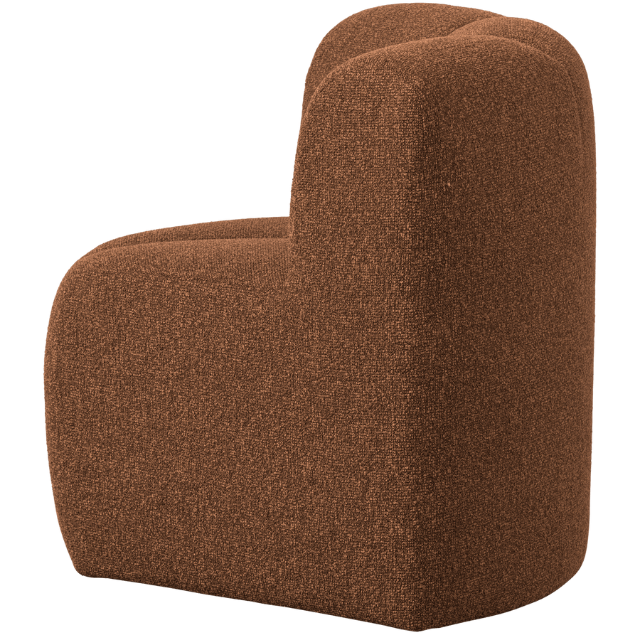 MOJO EETBANK HOEK MET RUGLEUNING BOUCLE ROESTBRUIN MELANGE