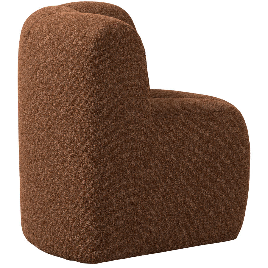 MOJO EETBANK HOEK MET RUGLEUNING BOUCLE ROESTBRUIN MELANGE