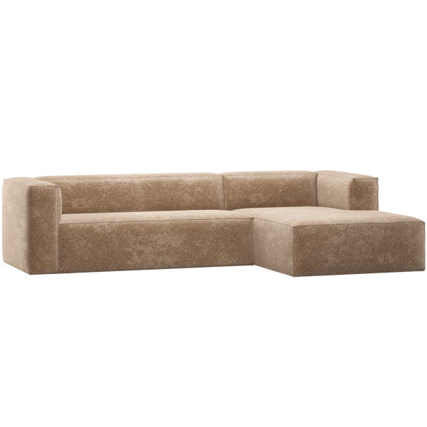 BEAN HOEKBANK RECHTS CHENILLE VELVET PERZIKROZE