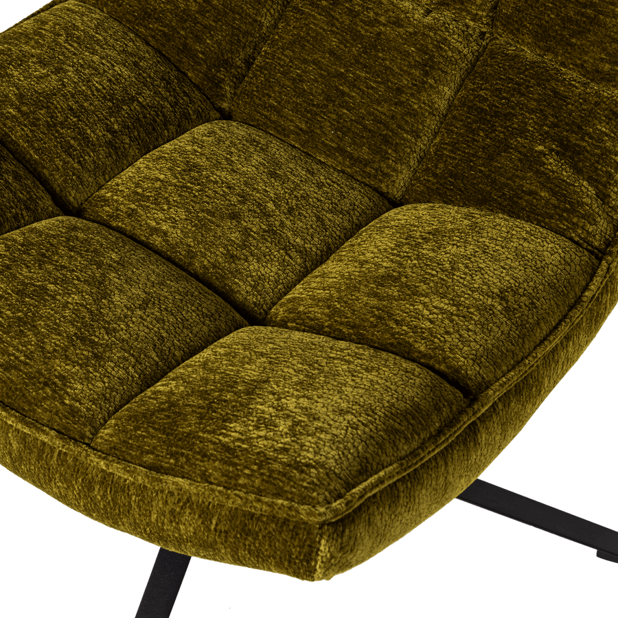 MAUDI DRAAIFAUTEUIL CHENILLE STRUCTUUR GROEN