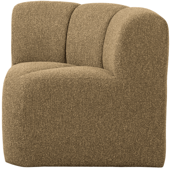 MOJO EETBANK HOEK MET RUGLEUNING BOUCLE GEEL/BRUIN MELANGE