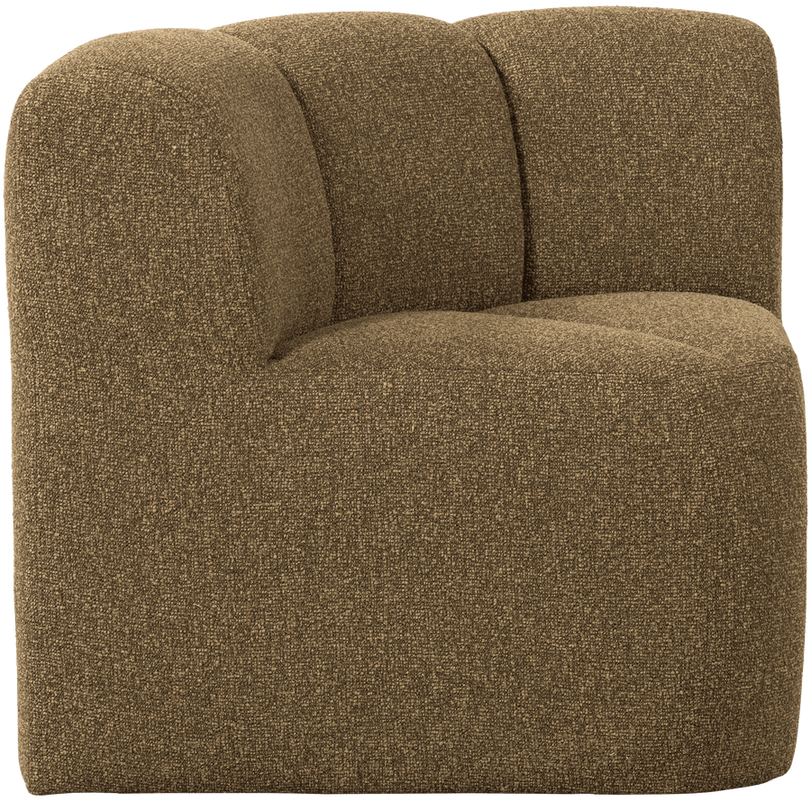 MOJO EETBANK HOEK MET RUGLEUNING BOUCLE GEEL/BRUIN MELANGE