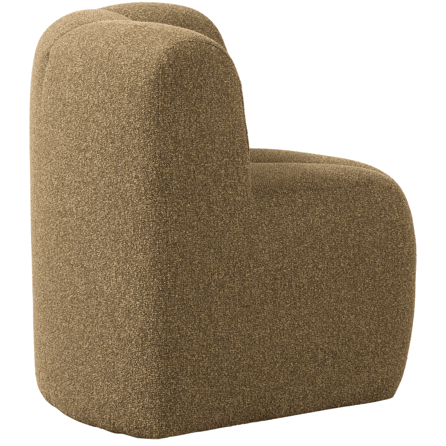 MOJO EETBANK HOEK MET RUGLEUNING BOUCLE GEEL/BRUIN MELANGE