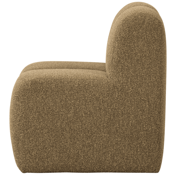 MOJO EETBANK 84CM MET RUGLEUNING BOUCLE GEEL/BRUIN MELANGE