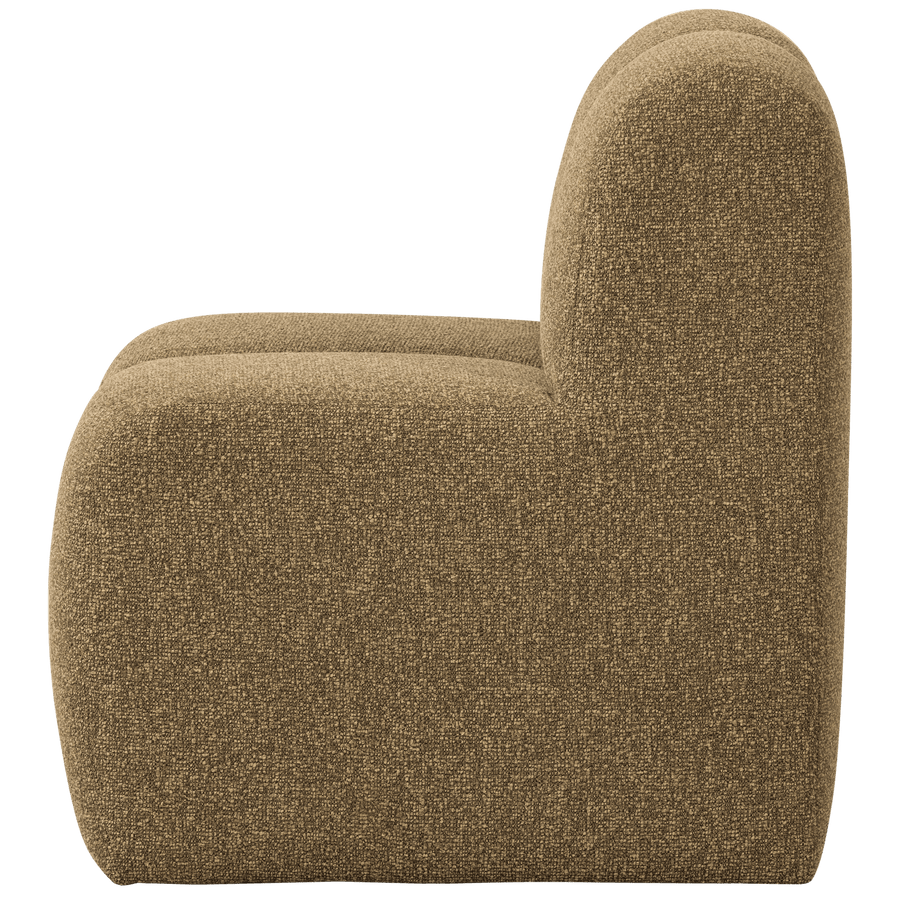 MOJO EETBANK 84CM MET RUGLEUNING BOUCLE GEEL/BRUIN MELANGE