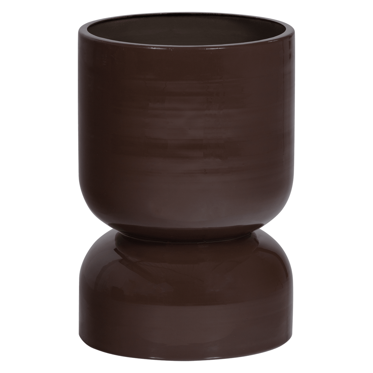 TOVAL PLANTENPOT LAAG METAAL HOOGGLANS PAARS/BRUIN