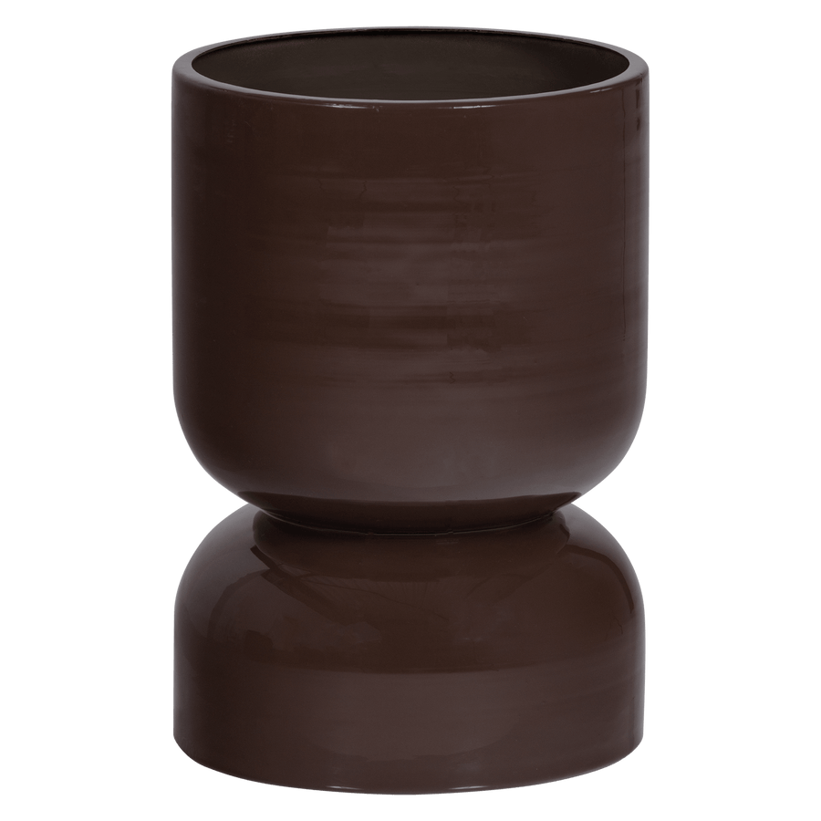 TOVAL PLANTENPOT LAAG METAAL HOOGGLANS PAARS/BRUIN