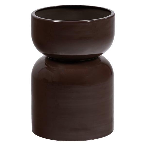 TOVAL PLANTENPOT LAAG METAAL HOOGGLANS PAARS/BRUIN