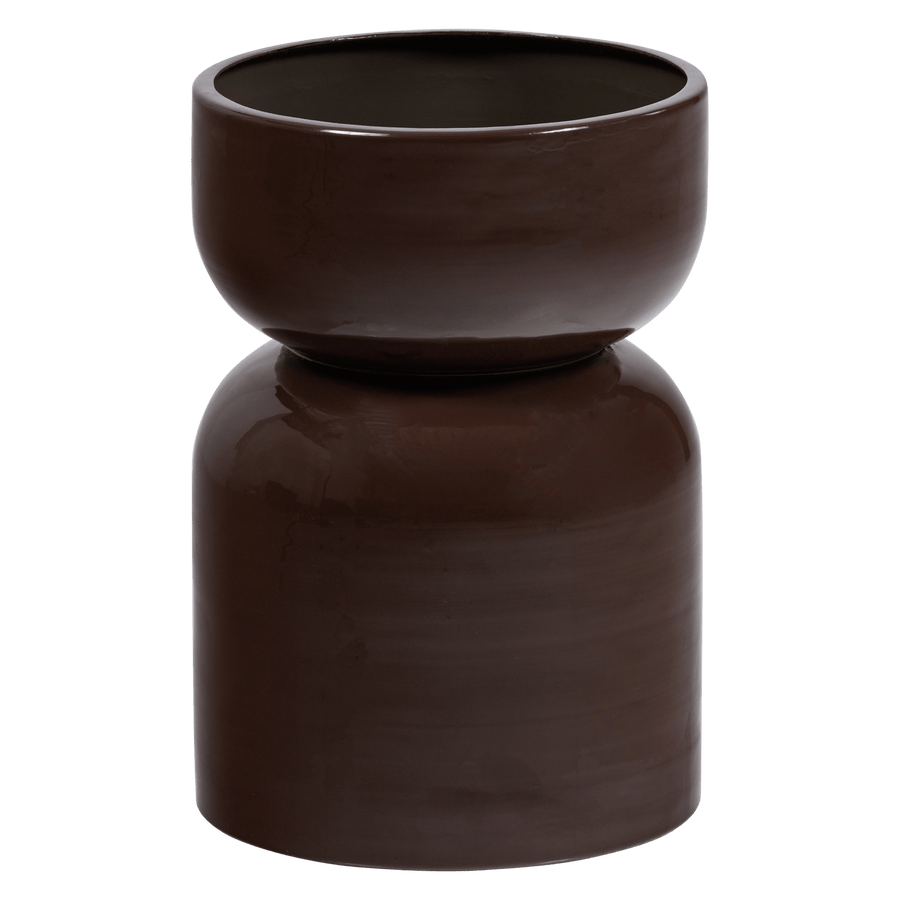 TOVAL PLANTENPOT LAAG METAAL HOOGGLANS PAARS/BRUIN