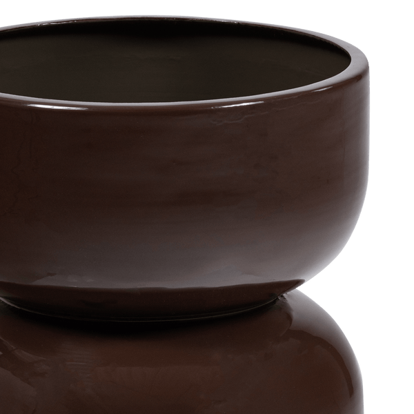 TOVAL PLANTENPOT LAAG METAAL HOOGGLANS PAARS/BRUIN