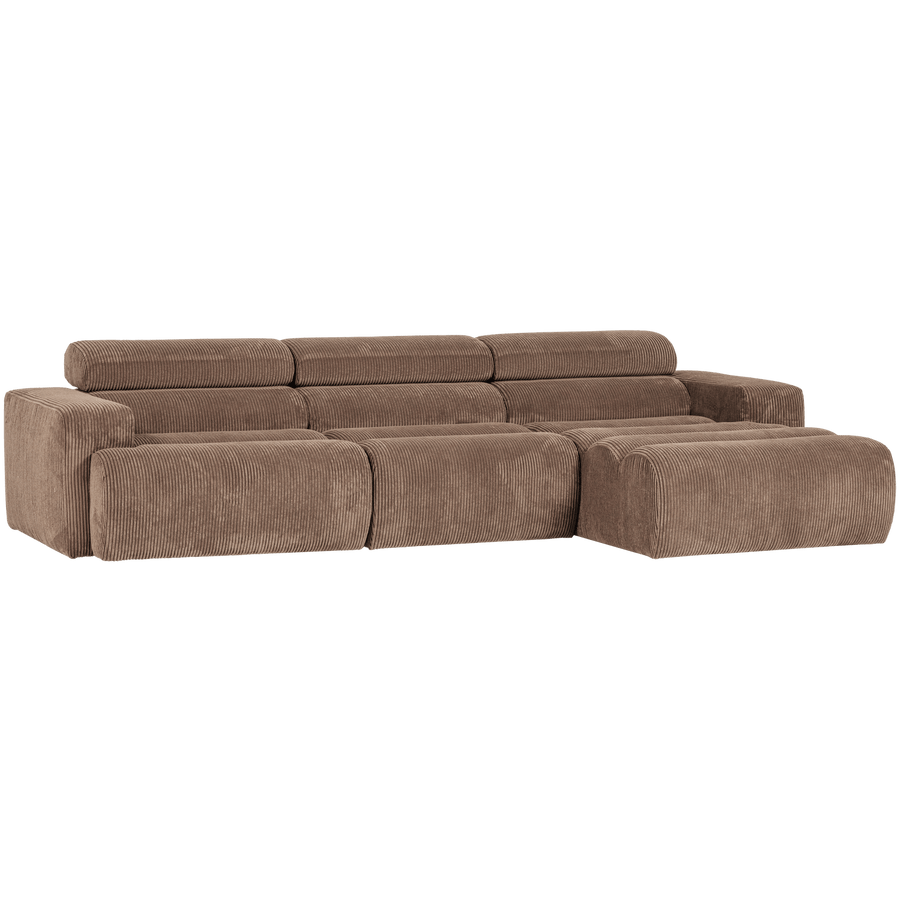 NOVI CHAISE LONGUE BANK RECHTS RIBSTOF TAUPE