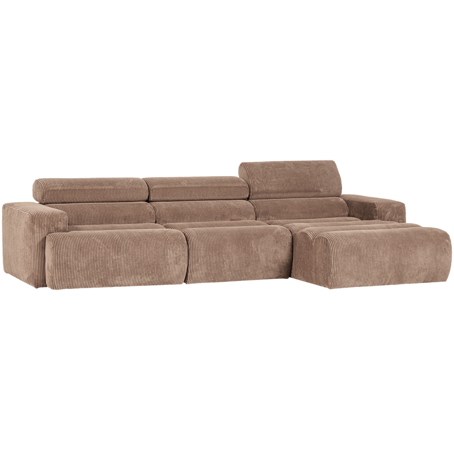 NOVI CHAISE LONGUE BANK RECHTS RIBSTOF TAUPE