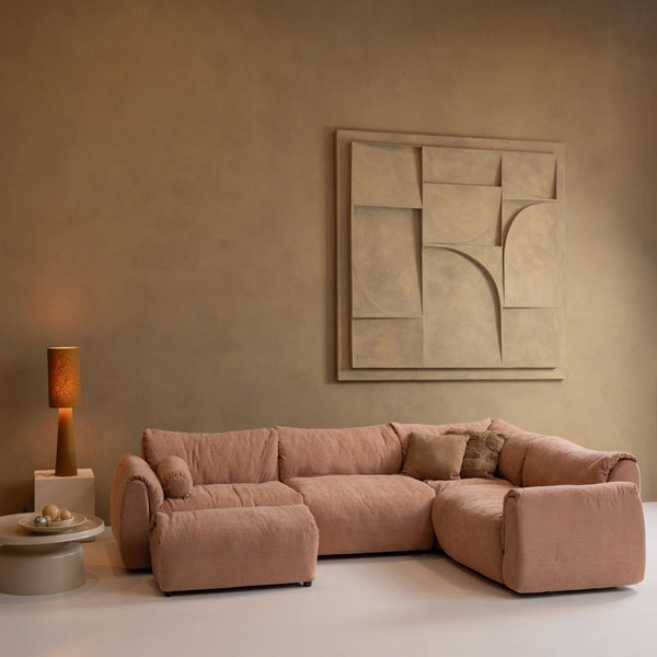 BAGGY HOEKBANK RECHTS GEWEVEN CHENILLE OUD ROZE
