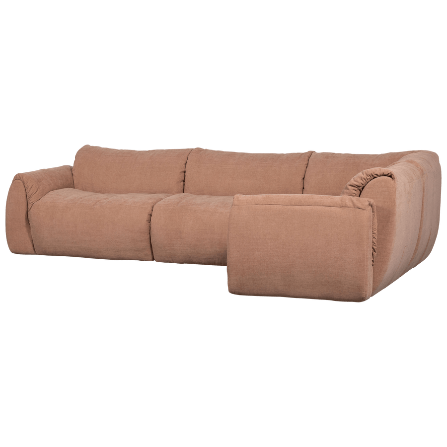 BAGGY HOEKBANK RECHTS GEWEVEN CHENILLE OUD ROZE