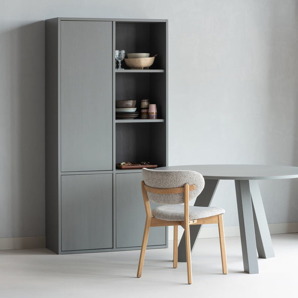 RHONDA EETTAFEL O129 CM EIKEN WARMGRIJS [fsc]