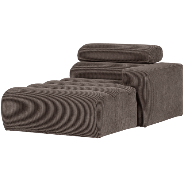 NOVI CHAISE LONGUE ELEMENT ARM RECHTS RIBSTOF GRIJSBRUIN