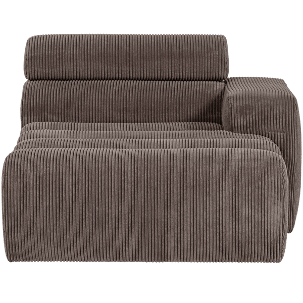 NOVI CHAISE LONGUE ELEMENT ARM RECHTS RIBSTOF GRIJSBRUIN