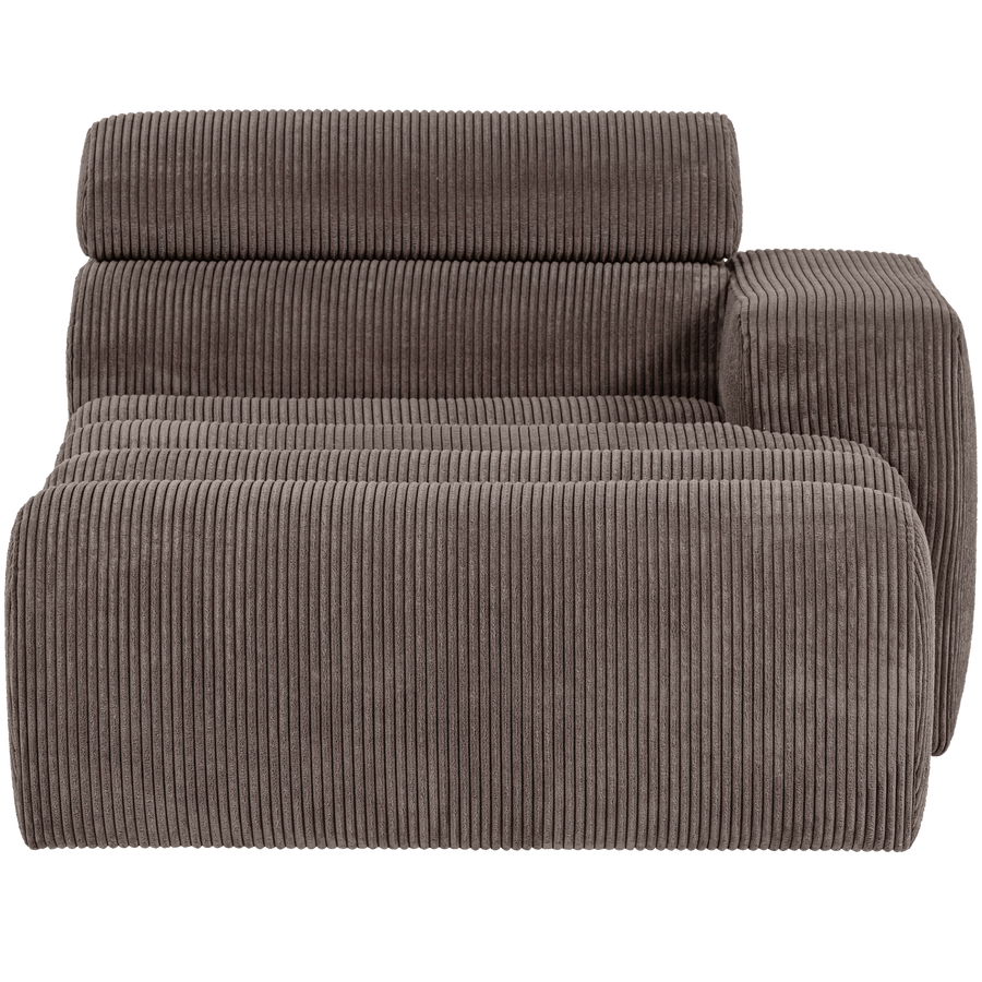 NOVI CHAISE LONGUE ELEMENT ARM RECHTS RIBSTOF GRIJSBRUIN