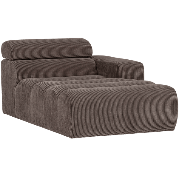 NOVI CHAISE LONGUE ELEMENT ARM RECHTS RIBSTOF GRIJSBRUIN