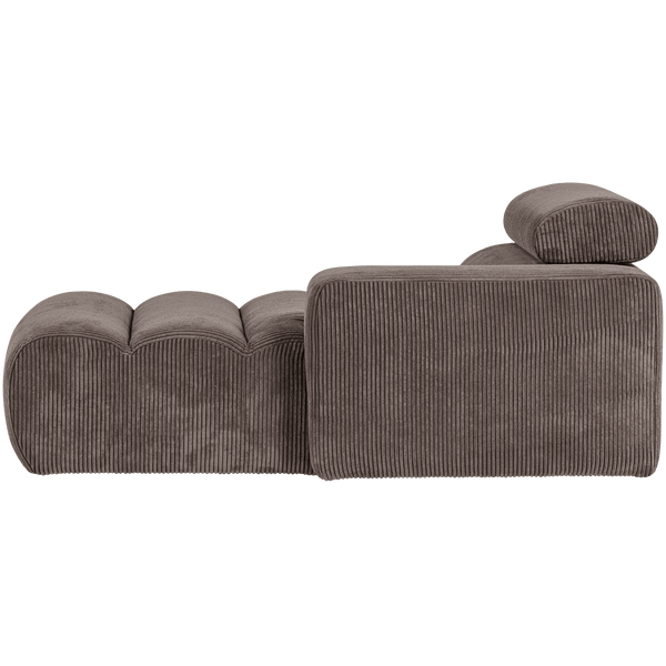NOVI CHAISE LONGUE ELEMENT ARM RECHTS RIBSTOF GRIJSBRUIN