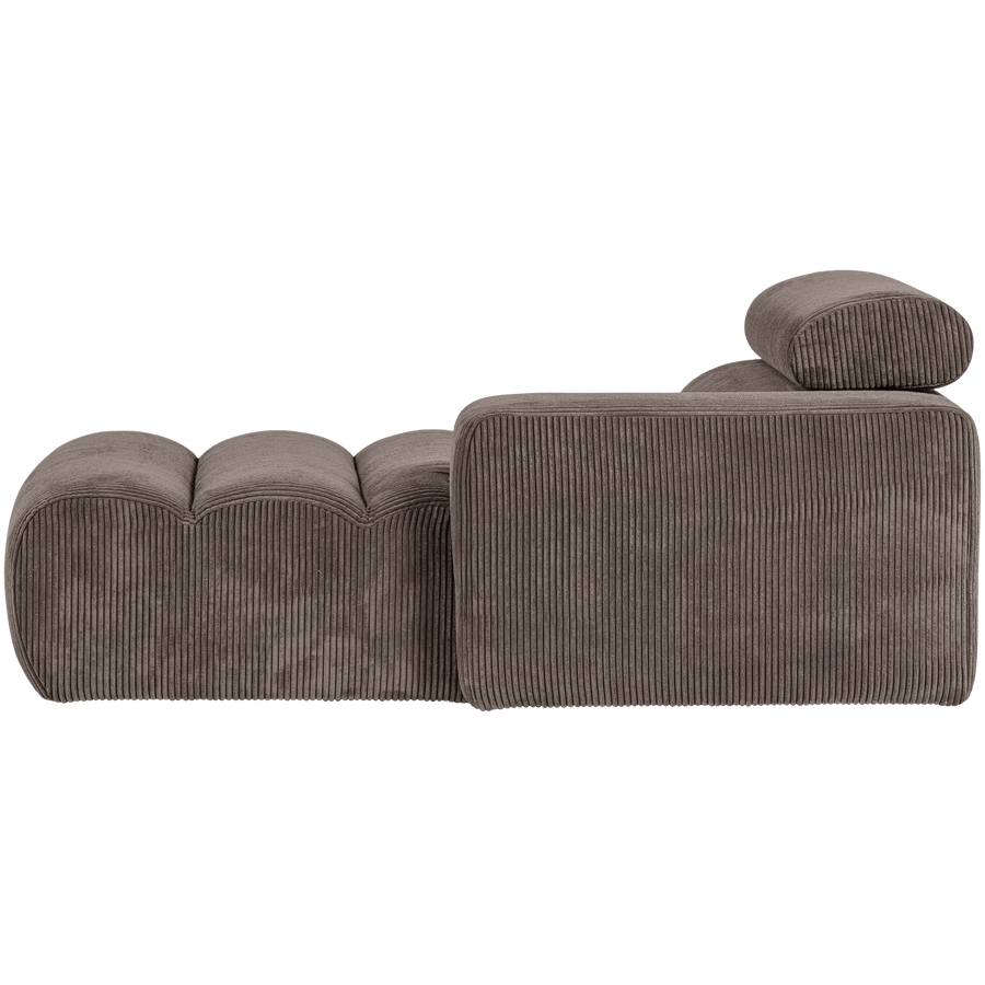 NOVI CHAISE LONGUE ELEMENT ARM RECHTS RIBSTOF GRIJSBRUIN