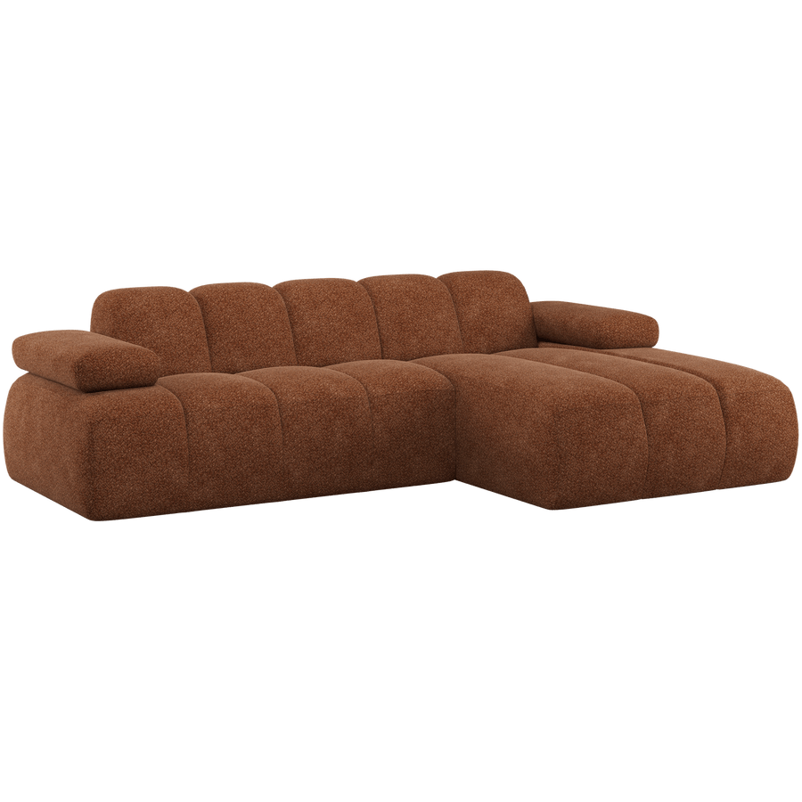 MOJO CHAISE LONGUE BANK RECHTS WOLLIG ROESTBRUIN
