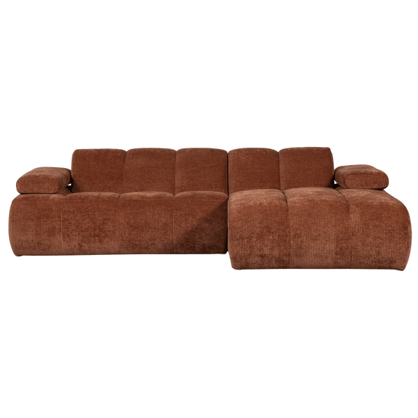 MOJO CHAISE LONGUE BANK RECHTS RIBSTOF ROESTBRUIN