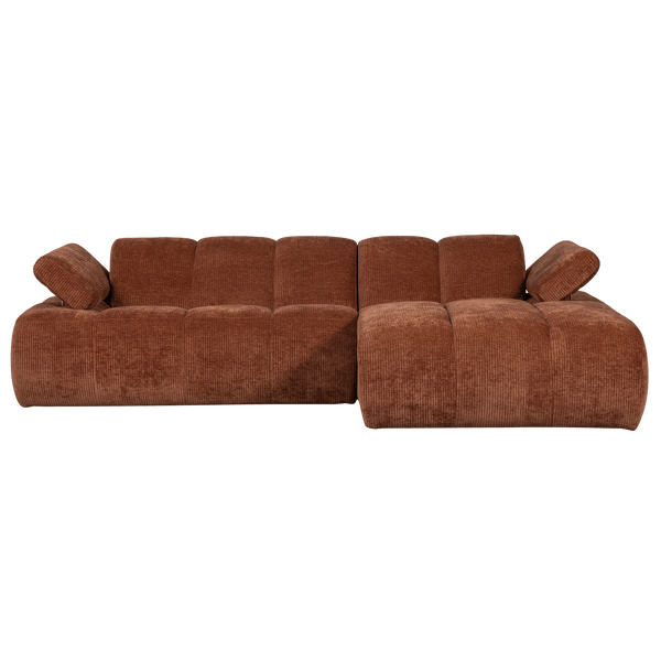 MOJO CHAISE LONGUE BANK RECHTS RIBSTOF ROESTBRUIN