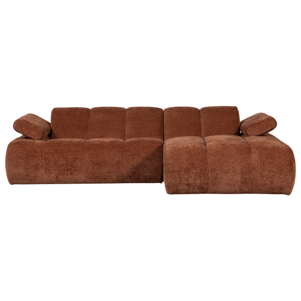 MOJO CHAISE LONGUE BANK RECHTS RIBSTOF ROESTBRUIN