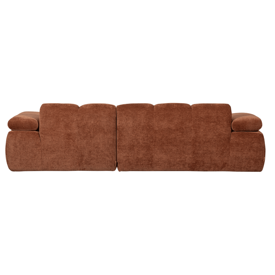 MOJO CHAISE LONGUE BANK RECHTS RIBSTOF ROESTBRUIN
