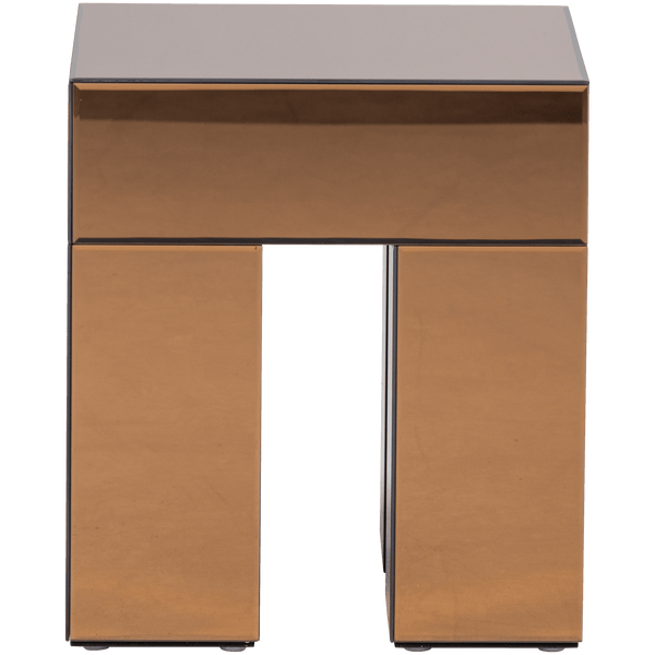 MIRROX BIJZETTAFEL HOUT SPIEGELGLAS BRUIN [fsc]