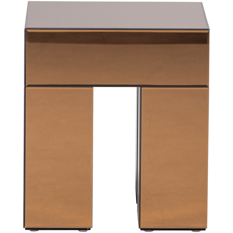 MIRROX BIJZETTAFEL HOUT SPIEGELGLAS BRUIN [fsc]