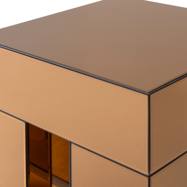 MIRROX BIJZETTAFEL HOUT SPIEGELGLAS BRUIN [fsc]