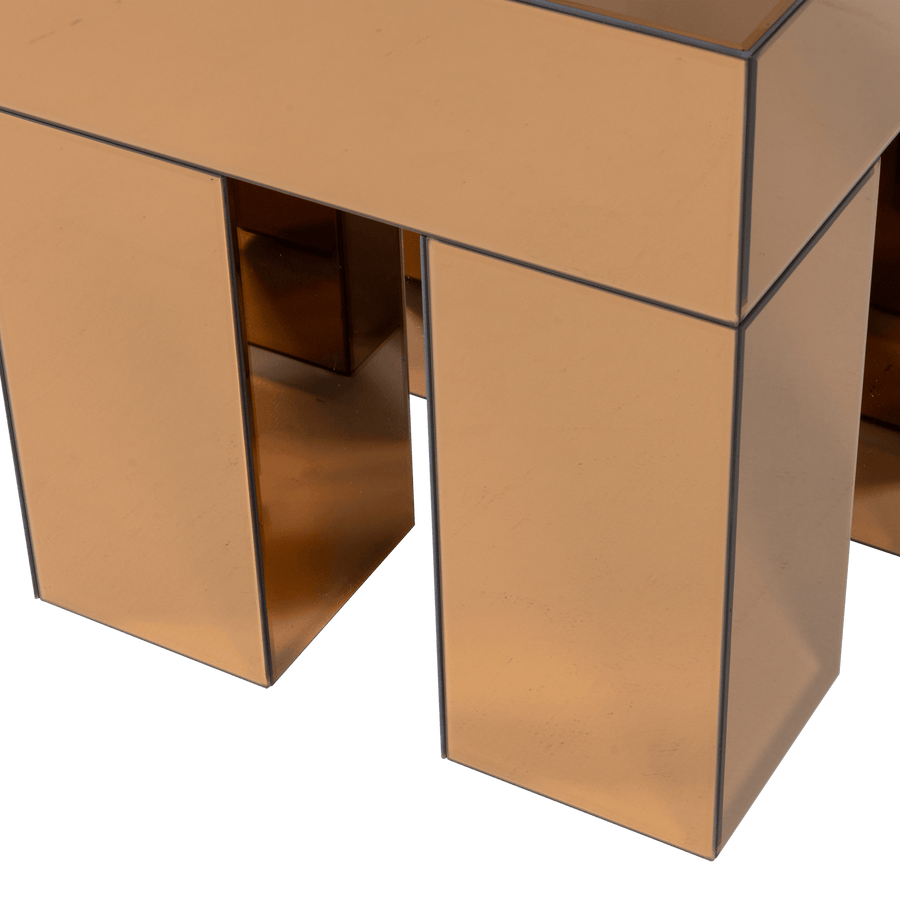 MIRROX BIJZETTAFEL HOUT SPIEGELGLAS BRUIN [fsc]