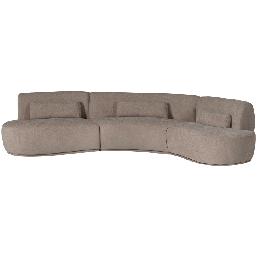 BATAVIER HALF RONDE BANK 6-ZITS VELVET ZAND MELANGE