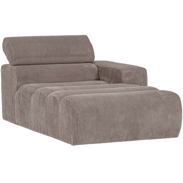 NOVI CHAISE LONGUE ELEMENT ARM RECHTS RIBSTOF ZAND