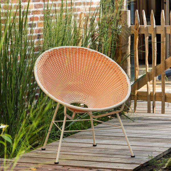 KAZOUN TUIN LOUNGESTOEL WICKER ORANJE