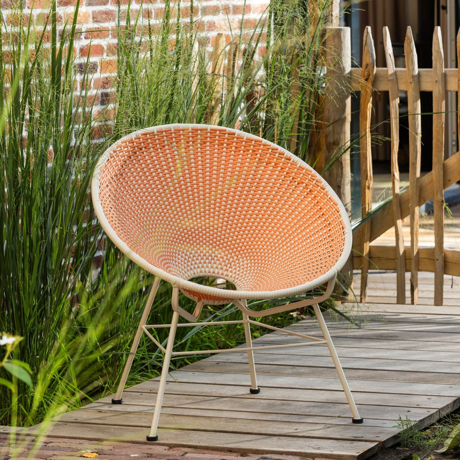 KAZOUN TUIN LOUNGESTOEL WICKER ORANJE