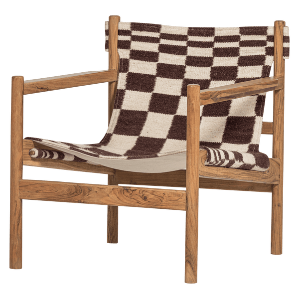 ZANO FAUTEUIL HOUT BRUIN MET KELIM ZITTING NATUREL