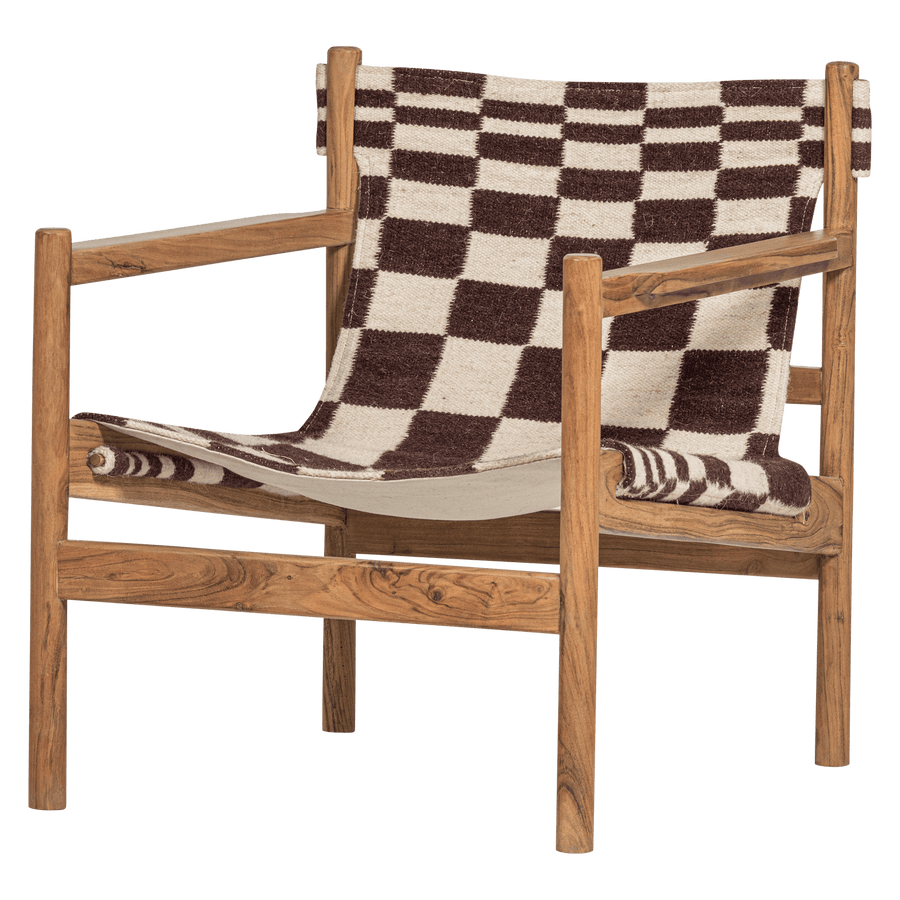 ZANO FAUTEUIL HOUT BRUIN MET KELIM ZITTING NATUREL