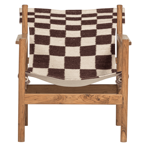 ZANO FAUTEUIL HOUT BRUIN MET KELIM ZITTING NATUREL