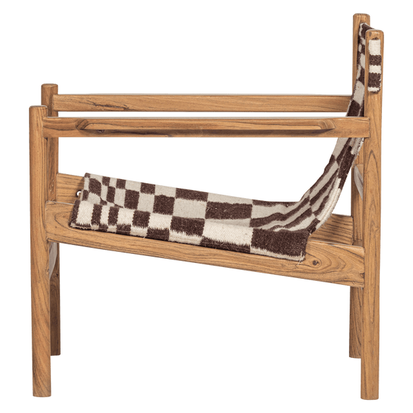 ZANO FAUTEUIL HOUT BRUIN MET KELIM ZITTING NATUREL