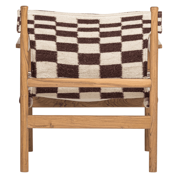 ZANO FAUTEUIL HOUT BRUIN MET KELIM ZITTING NATUREL