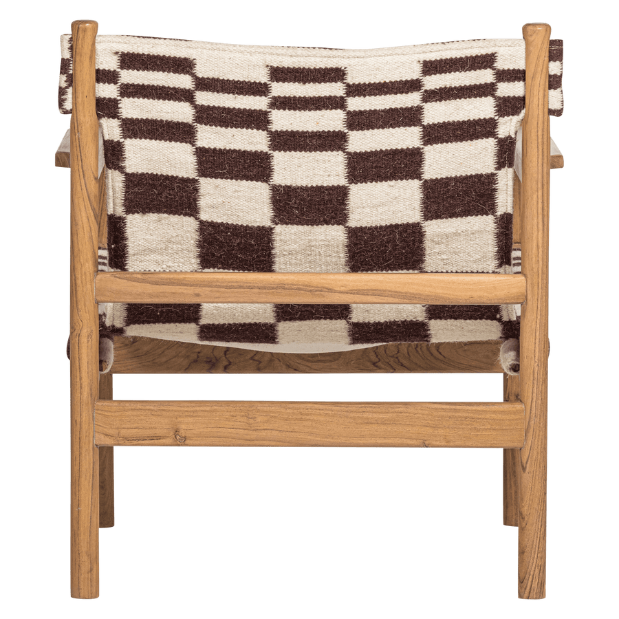 ZANO FAUTEUIL HOUT BRUIN MET KELIM ZITTING NATUREL