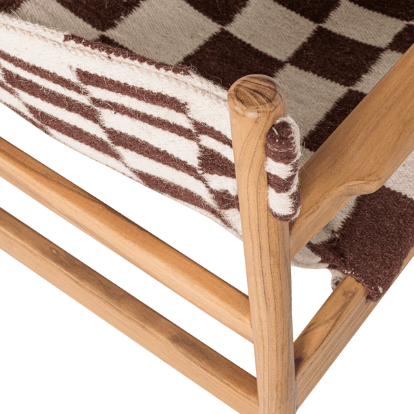 ZANO FAUTEUIL HOUT BRUIN MET KELIM ZITTING NATUREL