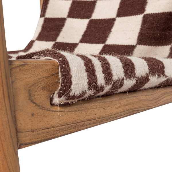 ZANO FAUTEUIL HOUT BRUIN MET KELIM ZITTING NATUREL