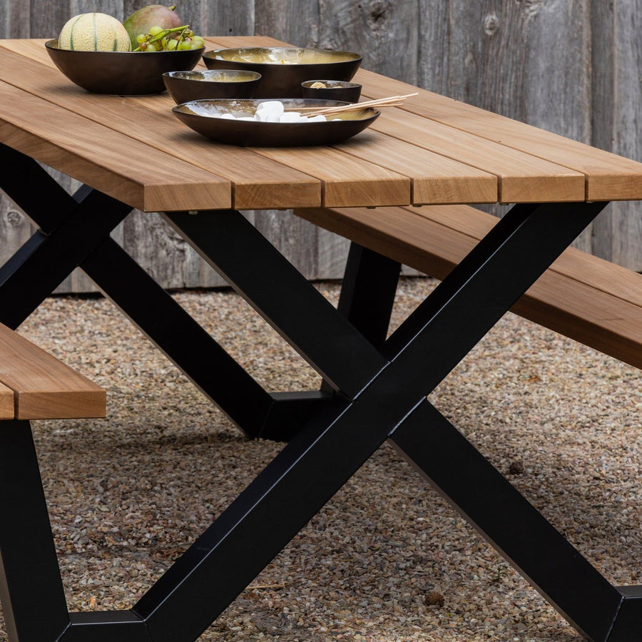 TABLO TUIN PICKNICKTAFEL AYOUS ZWART X-POOT METAAL [fsc]