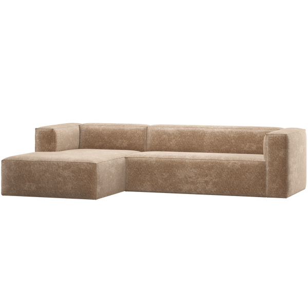 BEAN HOEKBANK LINKS CHENILLE VELVET PERZIKROZE
