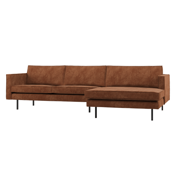 RODEO CHAISE LONGUE BANK RECHTS RIBSTOF ROESTBRUIN